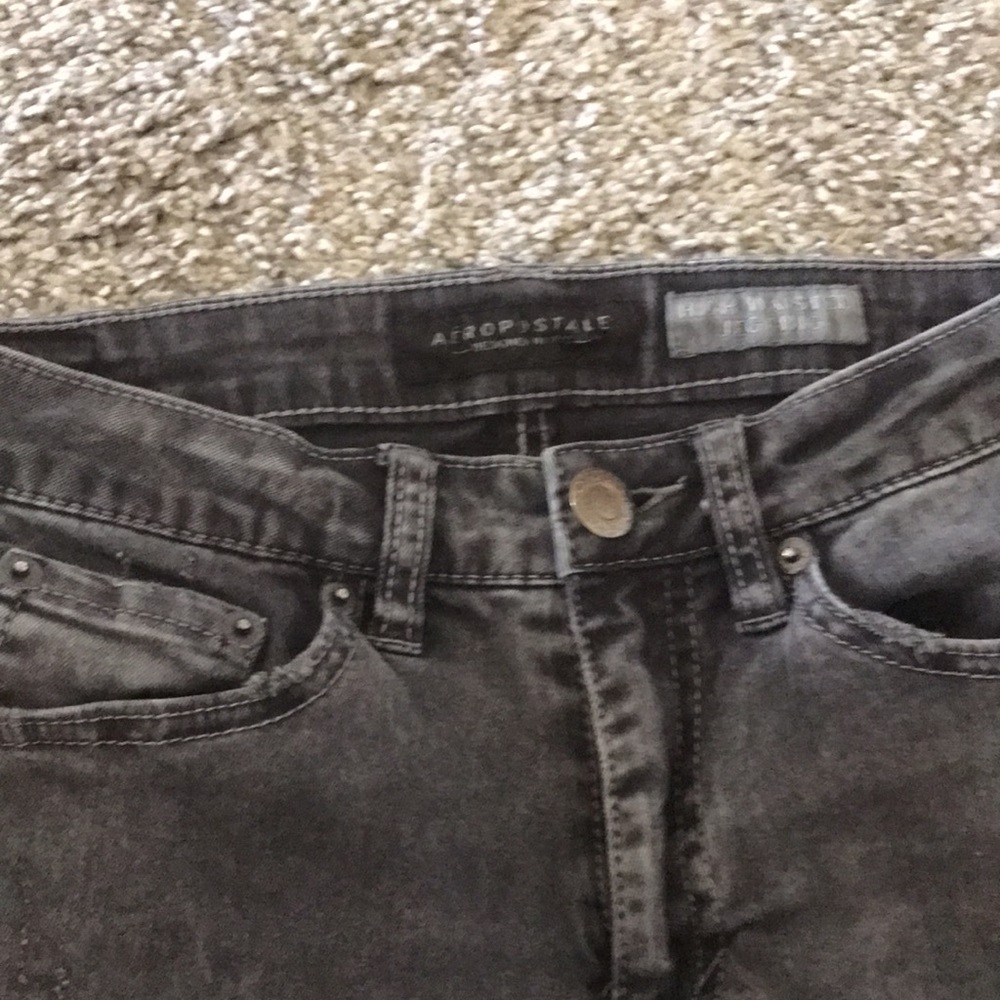 Dark gray/black Aeropostale ripped jeans